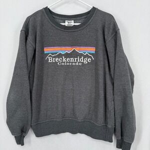 Pacific & Co Breckenridge Colorado Sweatshirt Small Charcoal Grey Mountain Crew
